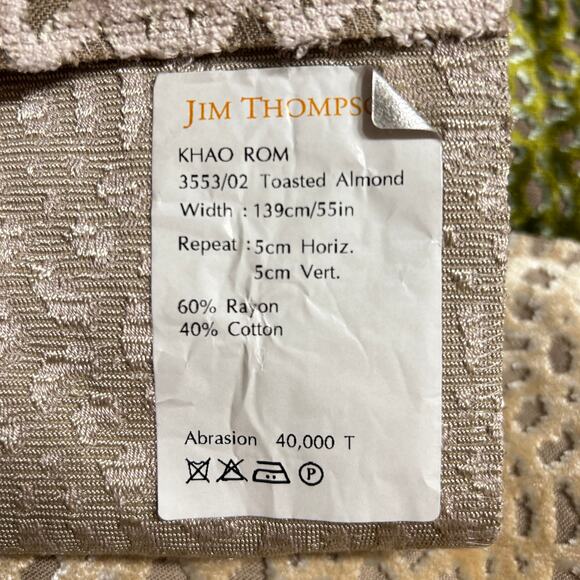 Jim Thompson KHAO ROM  Flocked Geometric Upholstery Fabric Sample 36x26 in - Picture 10 of 16